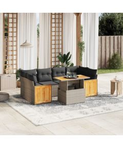 vidaXL 7-cz. zestaw wypoczynkowy do ogrodu, z poduszkami, szary Dārza mēbeļu komplekti