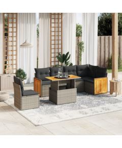 vidaXL 7-cz. zestaw wypoczynkowy do ogrodu, z poduszkami, szary Dārza mēbeļu komplekti