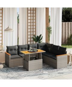 vidaXL 7-cz. zestaw wypoczynkowy do ogrodu, z poduszkami, szary Dārza mēbeļu komplekti