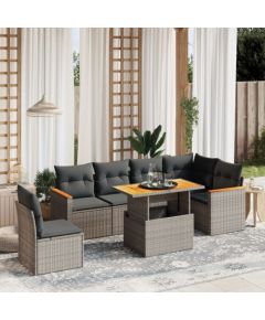 vidaXL 7-cz. zestaw wypoczynkowy do ogrodu, z poduszkami, szary Dārza mēbeļu komplekti