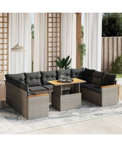 vidaXL 10-cz. zestaw wypoczynkowy do ogrodu, z poduszkami, szary Dārza mēbeļu komplekti