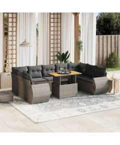 vidaXL 10-cz. zestaw wypoczynkowy do ogrodu, z poduszkami, szary Dārza mēbeļu komplekti