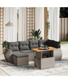 vidaXL 7-cz. zestaw wypoczynkowy do ogrodu, z poduszkami, szary Dārza mēbeļu komplekti