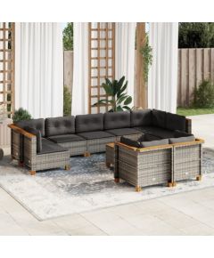 vidaXL 10-cz. zestaw wypoczynkowy do ogrodu, z poduszkami, szary Dārza mēbeļu komplekti