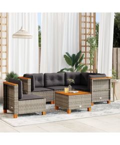 vidaXL 6-cz. zestaw mebli ogrodowych z poduszkami, szary, polirattan Dārza mēbeļu komplekti