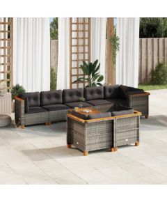 vidaXL 9-cz. zestaw mebli ogrodowych z poduszkami, szary, polirattan Dārza mēbeļu komplekti