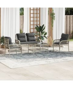 vidaXL 4-cz. zestaw wypoczynkowy do ogrodu, poduszki, jasnoszary Dārza mēbeļu komplekti