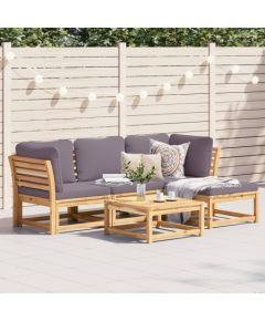 vidaXL 5-cz. zestaw wypoczynkowy do ogrodu, z poduszkami, lita akacja Dārza mēbeļu komplekti