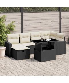 vidaXL 7-cz. zestaw wypoczynkowy do ogrodu, z poduszkami, czarny Dārza mēbeļu komplekti