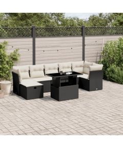 vidaXL 8-cz. zestaw wypoczynkowy do ogrodu, z poduszkami, czarny Dārza mēbeļu komplekti