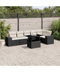 vidaXL 7-cz. zestaw wypoczynkowy do ogrodu, z poduszkami, czarny Dārza mēbeļu komplekti