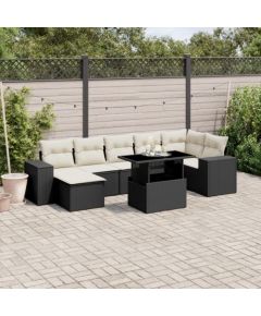 vidaXL 8-cz. zestaw wypoczynkowy do ogrodu, z poduszkami, czarny Dārza mēbeļu komplekti