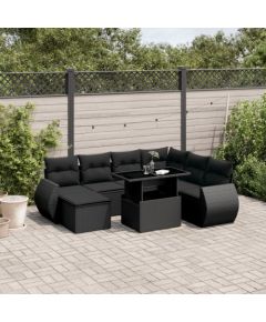 vidaXL 8-cz. zestaw wypoczynkowy do ogrodu, z poduszkami, czarny Dārza mēbeļu komplekti