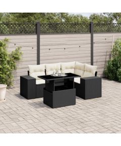 vidaXL 5-cz. zestaw wypoczynkowy do ogrodu, poduszki, czarny rattan PE Dārza mēbeļu komplekti