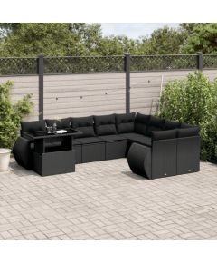 vidaXL 10-cz. zestaw wypoczynkowy do ogrodu, z poduszkami, czarny Dārza mēbeļu komplekti