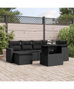 vidaXL 7-cz. zestaw wypoczynkowy do ogrodu, z poduszkami, czarny Dārza mēbeļu komplekti