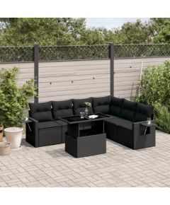 vidaXL 7-cz. zestaw wypoczynkowy do ogrodu, z poduszkami, czarny Dārza mēbeļu komplekti