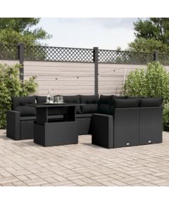 vidaXL 9-cz. zestaw wypoczynkowy do ogrodu, z poduszkami, czarny Dārza mēbeļu komplekti