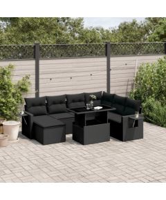 vidaXL 9-cz. zestaw wypoczynkowy do ogrodu, z poduszkami, czarny Dārza mēbeļu komplekti