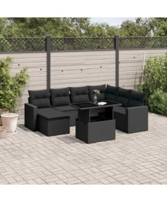 vidaXL 8-cz. zestaw wypoczynkowy do ogrodu, z poduszkami, czarny Dārza mēbeļu komplekti