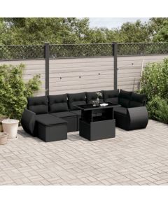 vidaXL 8-cz. zestaw wypoczynkowy do ogrodu, z poduszkami, czarny Dārza mēbeļu komplekti