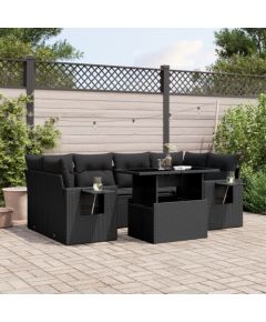 vidaXL 7-cz. zestaw wypoczynkowy do ogrodu, z poduszkami, czarny Dārza mēbeļu komplekti