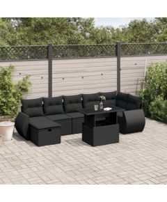 vidaXL 8-cz. zestaw wypoczynkowy do ogrodu, z poduszkami, czarny Dārza mēbeļu komplekti