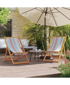 vidaXL Składane krzesła plażowe, 2 szt., wielokolorowe, obite tkaniną Шезлонги и пляжные стулья