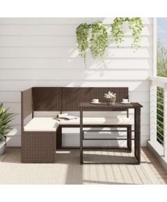 vidaXL Narożnik ogrodowy z poduszkami i stolikiem, rattan PE, brązowy Dārza mēbeļu komplekti