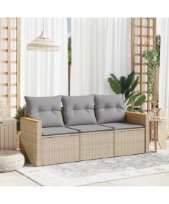 vidaXL 3-cz. zestaw mebli ogrodowych z poduszkami, mieszany beż Dārza mēbeļu komplekti