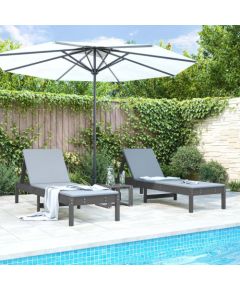 vidaXL Leżaki, 2 szt., szare, 199,5x60x74 cm, drewno sosnowe Шезлонги и пляжные стулья