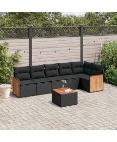 vidaXL 7-cz. zestaw wypoczynkowy do ogrodu, z poduszkami, czarny Dārza mēbeļu komplekti