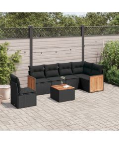 vidaXL 7-cz. zestaw wypoczynkowy do ogrodu, z poduszkami, czarny Dārza mēbeļu komplekti