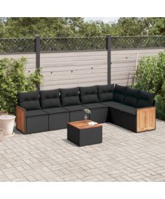 vidaXL 8-cz. zestaw wypoczynkowy do ogrodu, z poduszkami, czarny Dārza mēbeļu komplekti