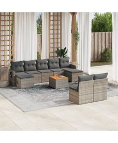 vidaXL 10-cz. zestaw wypoczynkowy do ogrodu, z poduszkami, szary Dārza mēbeļu komplekti