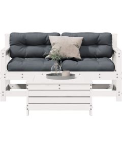 vidaXL 3-cz. zestaw wypoczynkowy do ogrodu, z poduszkami, biały, sosna Dārza mēbeļu komplekti