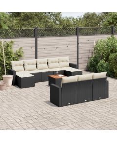 vidaXL 11-cz. zestaw wypoczynkowy do ogrodu, poduszki czarny rattan PE Dārza mēbeļu komplekti