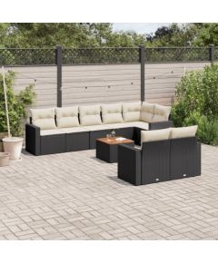 vidaXL 9-cz. zestaw wypoczynkowy do ogrodu, z poduszkami, czarny Dārza mēbeļu komplekti