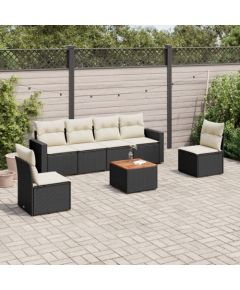 vidaXL 7-cz. zestaw wypoczynkowy do ogrodu, z poduszkami, czarny Dārza mēbeļu komplekti