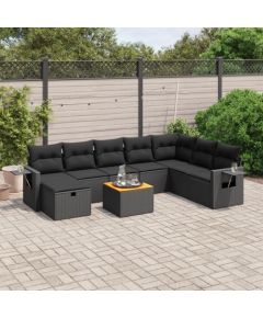 vidaXL 9-cz. zestaw wypoczynkowy do ogrodu, z poduszkami, czarny Dārza mēbeļu komplekti