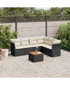 vidaXL 7-cz. zestaw wypoczynkowy do ogrodu, z poduszkami, czarny Dārza mēbeļu komplekti