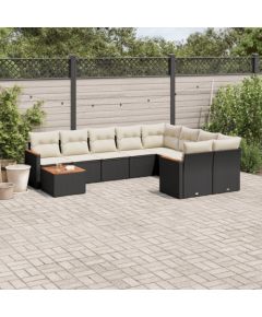 vidaXL 10-cz. zestaw wypoczynkowy do ogrodu, poduszki czarny rattan PE Dārza mēbeļu komplekti