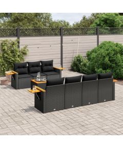 vidaXL 8-cz. zestaw wypoczynkowy do ogrodu, z poduszkami, czarny Dārza mēbeļu komplekti