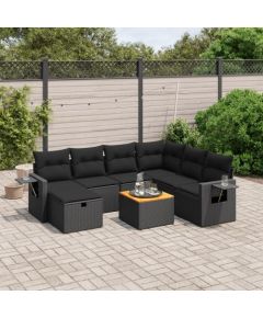 vidaXL 8-cz. zestaw wypoczynkowy do ogrodu, z poduszkami, czarny Dārza mēbeļu komplekti