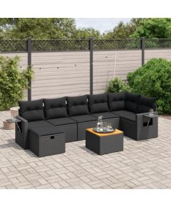 vidaXL 8-cz. zestaw wypoczynkowy do ogrodu, z poduszkami, czarny Dārza mēbeļu komplekti