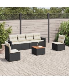 vidaXL 7-cz. zestaw wypoczynkowy do ogrodu, z poduszkami, czarny Dārza mēbeļu komplekti