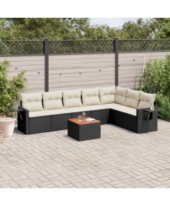 vidaXL 8-cz. zestaw wypoczynkowy do ogrodu, z poduszkami, czarny Dārza mēbeļu komplekti