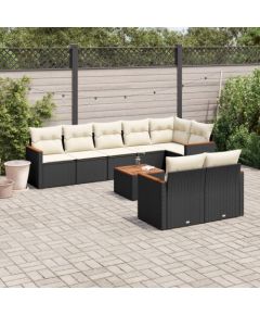 vidaXL 9-cz. zestaw wypoczynkowy do ogrodu, z poduszkami, czarny Dārza mēbeļu komplekti