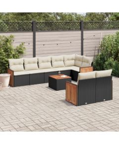 vidaXL 9-cz. zestaw wypoczynkowy do ogrodu, z poduszkami, czarny Dārza mēbeļu komplekti