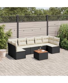 vidaXL 8-cz. zestaw wypoczynkowy do ogrodu, z poduszkami, czarny Dārza mēbeļu komplekti